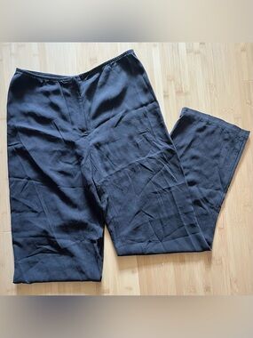 Eileen fisher 100% silk Black Wide-Leg Trousers minimal Simple Pant 90s XS brown